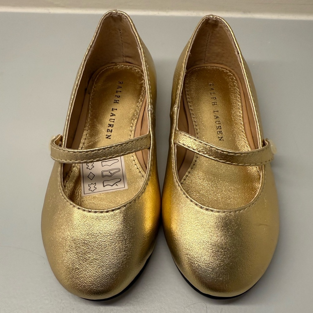 Ralph Lauren, girls toddler size 7, Metallic gold Mary Janes